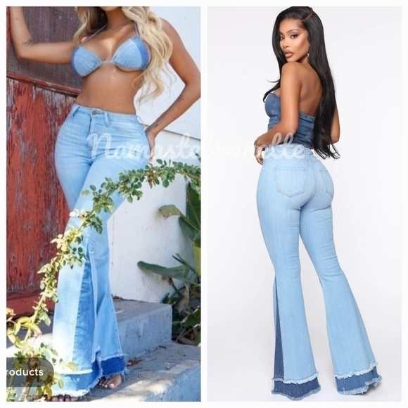 Fashion Nova High Waisted Extreme Bell Bottom Jeans With Frayed Hem - Picture 4 of 14